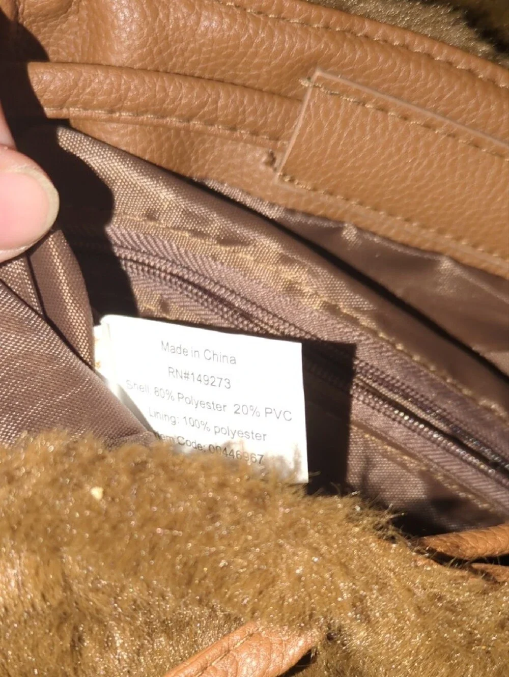 Brown Faux Fur Drawstring Handbag/Backpack